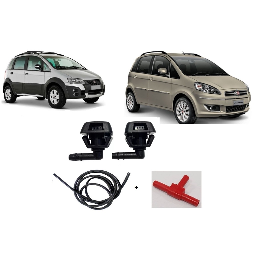Kit de Esguicho Bico Brucutu Parabrisa Brava Doblo Idea Mangueira + T