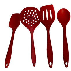 Kit 4 Escumadeira Concha Espatula Colher de Servir em silicone