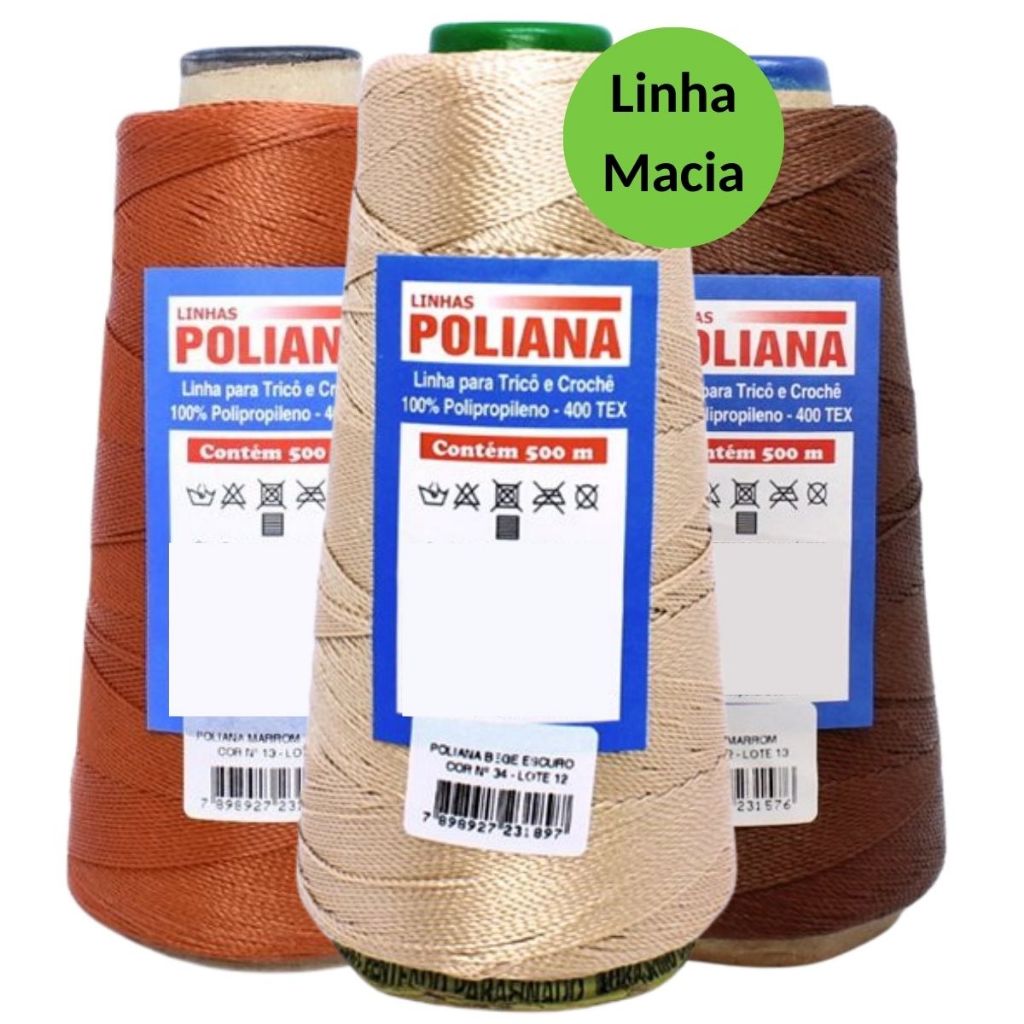 Kits de Linha de Seda Poliana Grossa tipo Princesa Liza 500m TEX 400 Crochê Tricô Tear Tassel