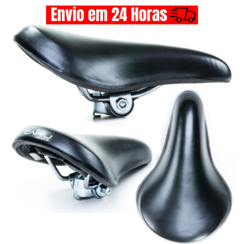 Banco Selim Mtb Cairu 507 Preto C/ Carrinho Confortável Para Bike Bicicleta Para Garupa Bagageiro Reta BH PU Carbono
