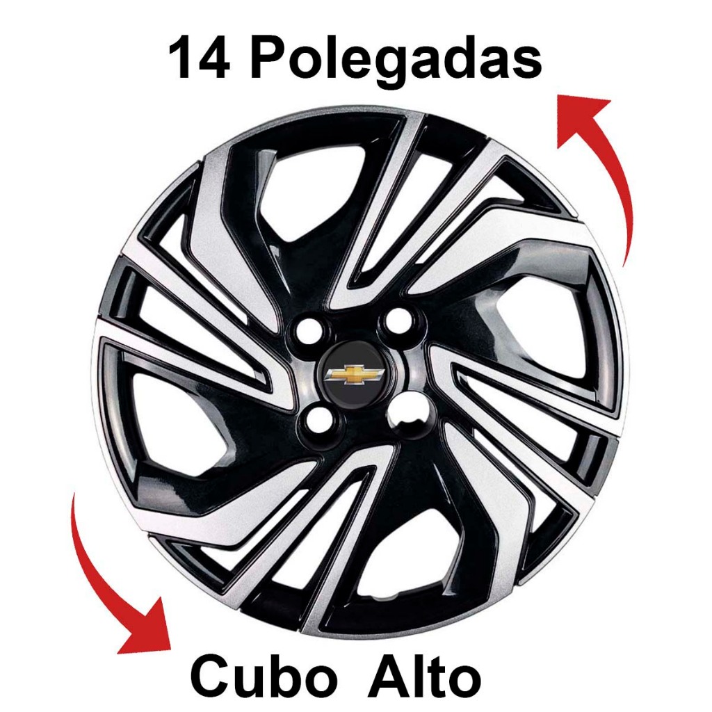 Jogo Calota Esportiva Aro 14 Para Onix Prisma 2020 2021 2022 2023 2024 Cubo Alto Chevrolet GM 381CA — imagem 2 de 2