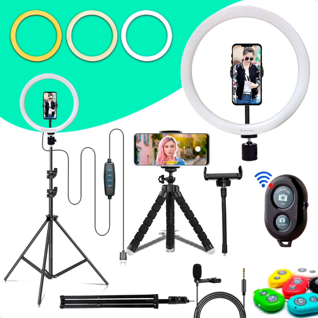 Kit Youtuber Ring Light 10 Polegadas Completo Iluminação Profissional Blogueiro Articulada...