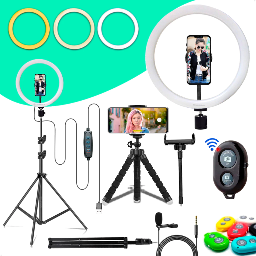 Kit Youtuber Ring Light 10 Polegadas Completo Iluminação Profissional Blogueiro Articulada Bivolt — imagem 1