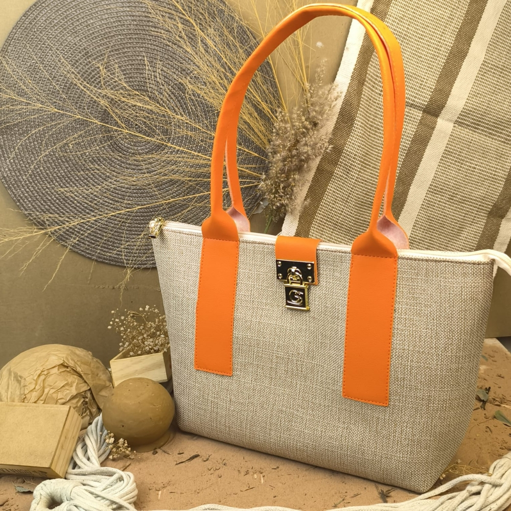 Bolsa Sacola Linha Premium Tropical Bolsa Praia Chique Tecido, Cadeado, Zíper, Moderna Gaby Show
