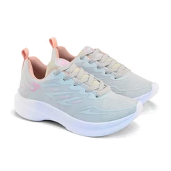 Tenis Feminino Escolar Academia Original FREEDOM Corrida Caminhada Lançamento CINZA ROSA BEBE