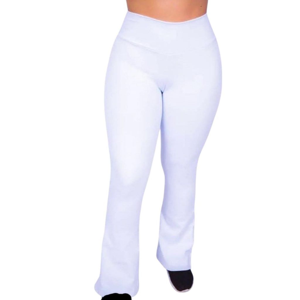 Calça Flare Bailarina Plus Size Branca Enfermagem G1 G2 G3 G4 Em Suplex Ultra Grosso