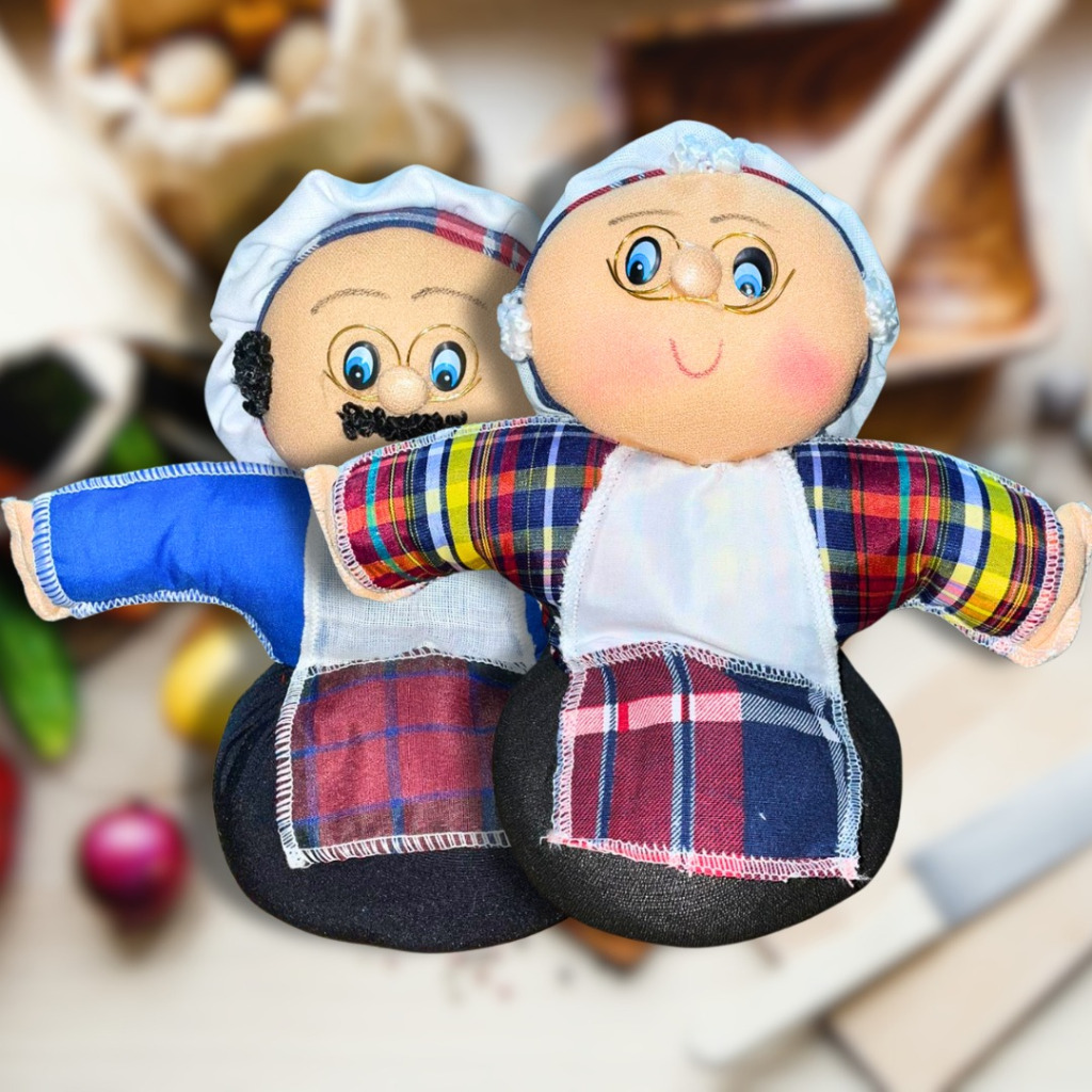 Peso de Porta Cozinheiro Cozinheira Mamãe Noel Papai Noel Menino Menina Palhaço Galinha