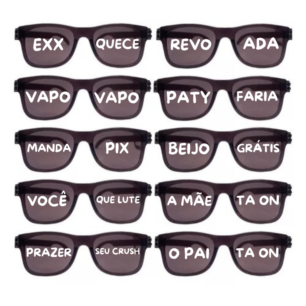 Kit 10 Óculos Frases Cristal Fume Casamento Balada Clássico Para Festa Com 10 Frases Sortida em Oferta na Shopee