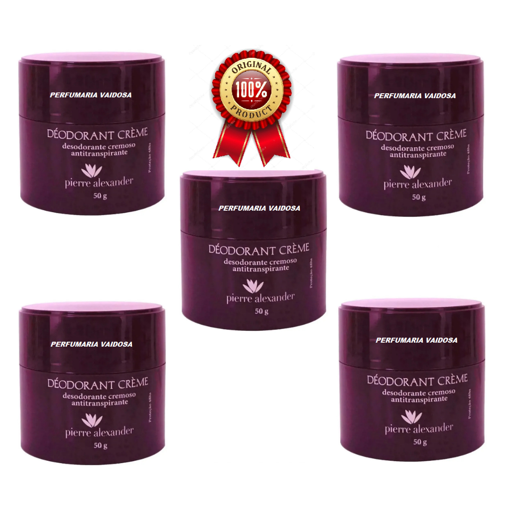 Kit 5 Desodorante Cremoso Antitranspirante Pierre Alexander - Pote 50g
