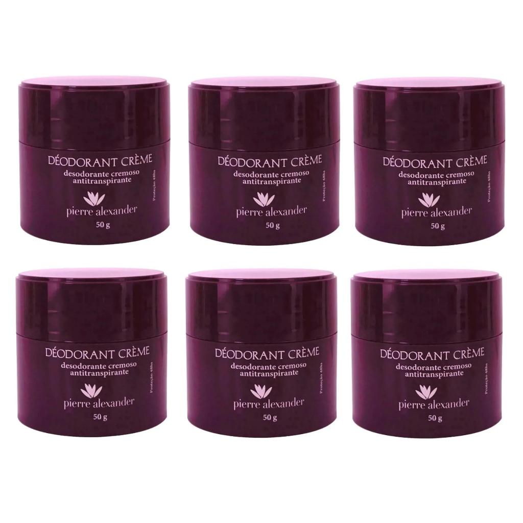 Kit 6 Desodorante Cremoso Antitranspirante Pierre Alexander - Pote 50g