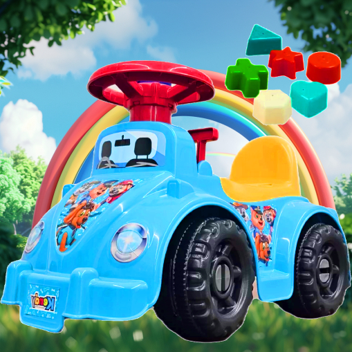 Andador Quadriciclo Buzina Vira-Volante Azul Pcs Geométricas para Meninos - Certificado Inmetro! em Oferta na Shopee