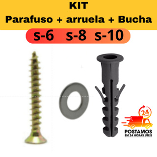 Escolha 50 á 100  Parafuso Phillips  + Arruela + Bucha  S-6  S-8 S-1O em Oferta na Shopee