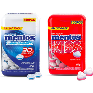 Pastilhas Mentos Sem Açucar Peppermint ou Morango Pote 105g 150 Unidades - Escolha o Sabor em Oferta na Shopee