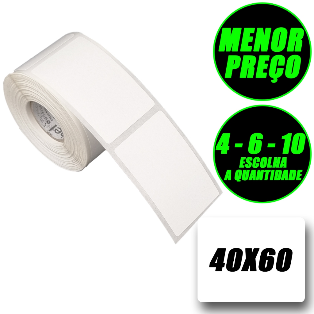 Rolos Etiqueta 40x60 Térmica Adesiva Balança Zebra Argox Elgin Pacote Com 4 6 10 Rolo