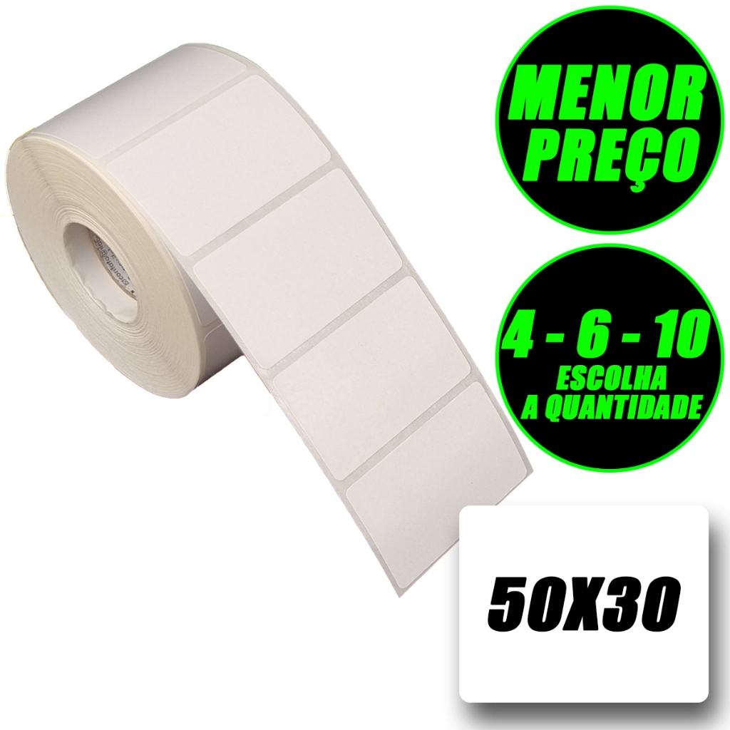 Rolos Etiqueta 50x30 Térmica Adesiva Balança Zebra Argox Elgin Pacote Com 4 6 10 Rolo