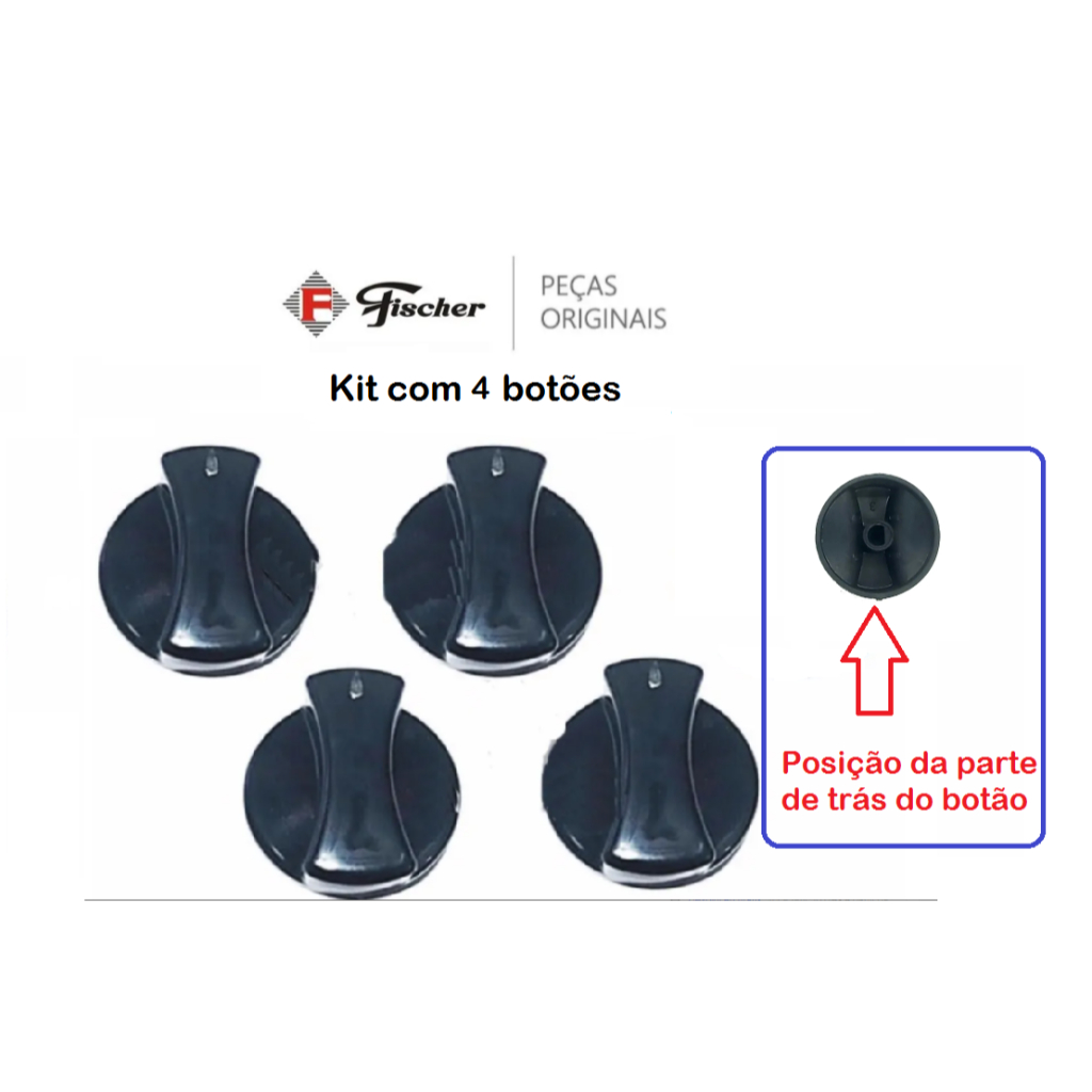 Kit 4 Botão Manipulador Ignição Cooktop Fischer Bisote Original