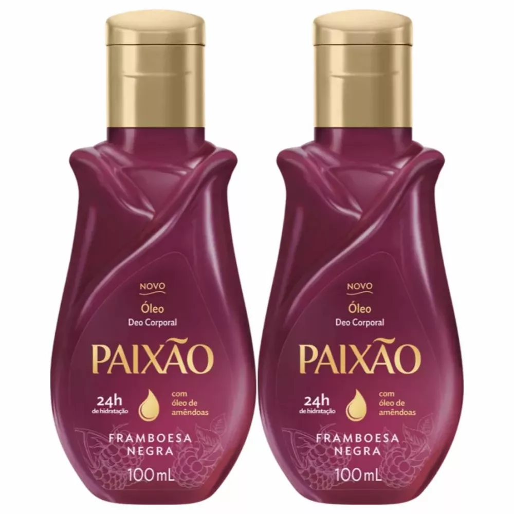 Kit 2 Óleo Deo Corporal de Amêndoas Paixão Framboesa Negra 100ml