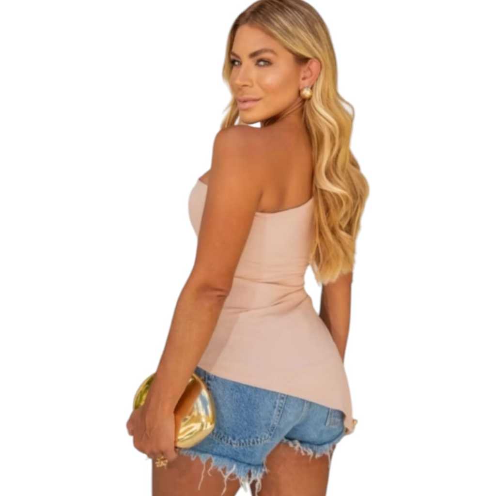 Cropped feminino blusa feminina com bojo alça nula manga  ajuste lateral