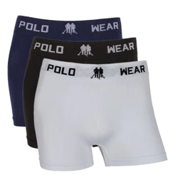 Kit Com 3 Cuecas Boxer Masculina Adulto Polo Wear Original