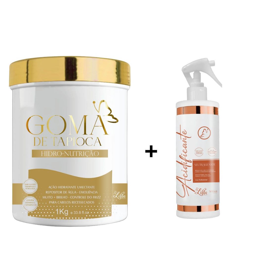 Mascara  Nutrição Goma de Tapioca 1 Kg + Acidificante Tratamento  Profissional e Duradouro dos Fios