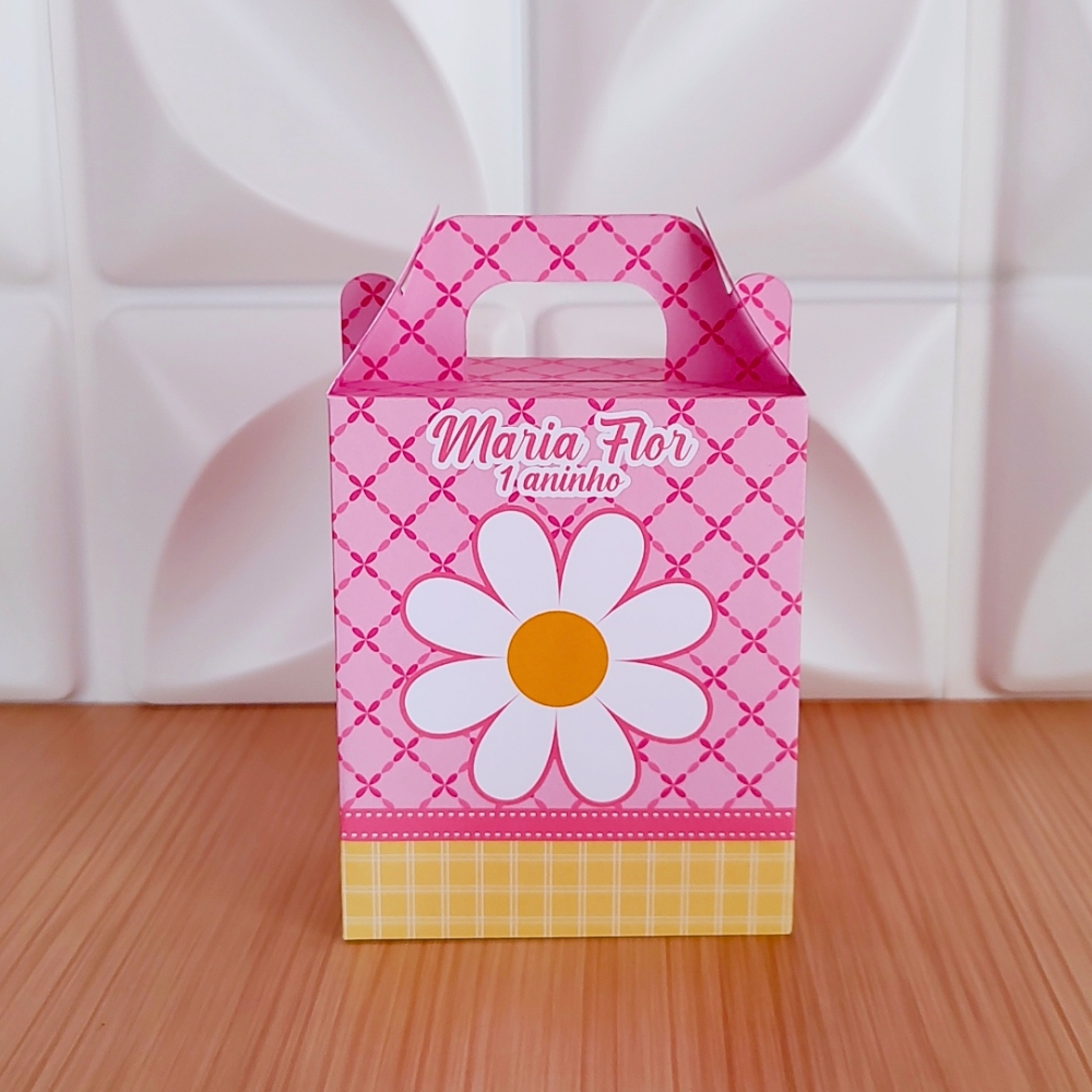 Caixa maleta personalizada margaridas - Lembrancinhas - maletinha - sacolinha surpresa - festa infantil - aniversário...