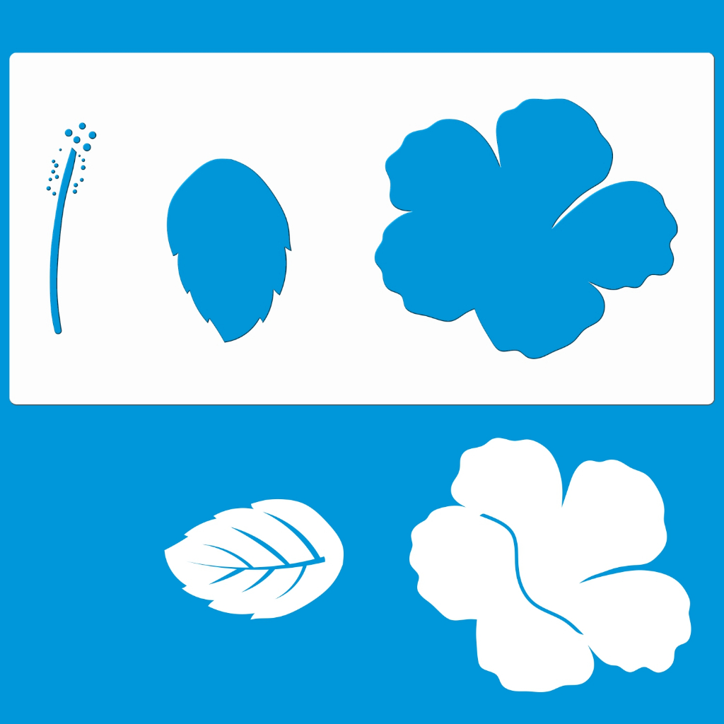 Stencil 14 X 28 Hibisco Molde Vazado Para Pintura Em Tecido Mdf Madeira Parede Camiseta Pano Prato
