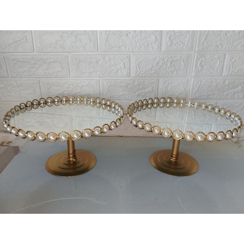 bandejas espelhadas bordadas com pedrarias kit com 2 peças cores a escolher em Oferta na Shopee