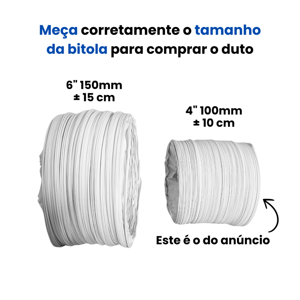 Duto PVC 2 Metros X 4" Polegadas Flexível Ventilação Exaustor Coifa Ar Condicionado Alta Mangueira