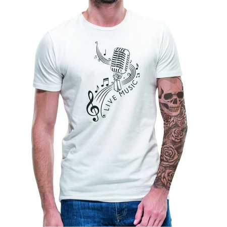 Camiseta Musico Camisa Nota Clave Musical Microfone Artístico Algodão