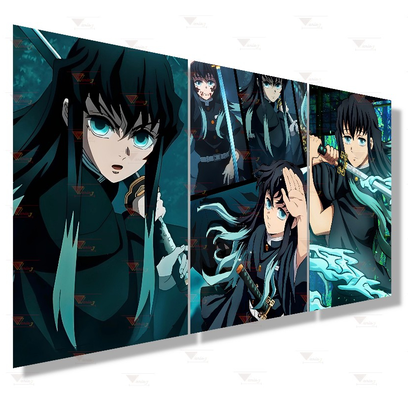 Muichiro Tokito Kit 3 Quadros Decorativos Anime Kimetsu Demon Slayer Excelente Qualidade