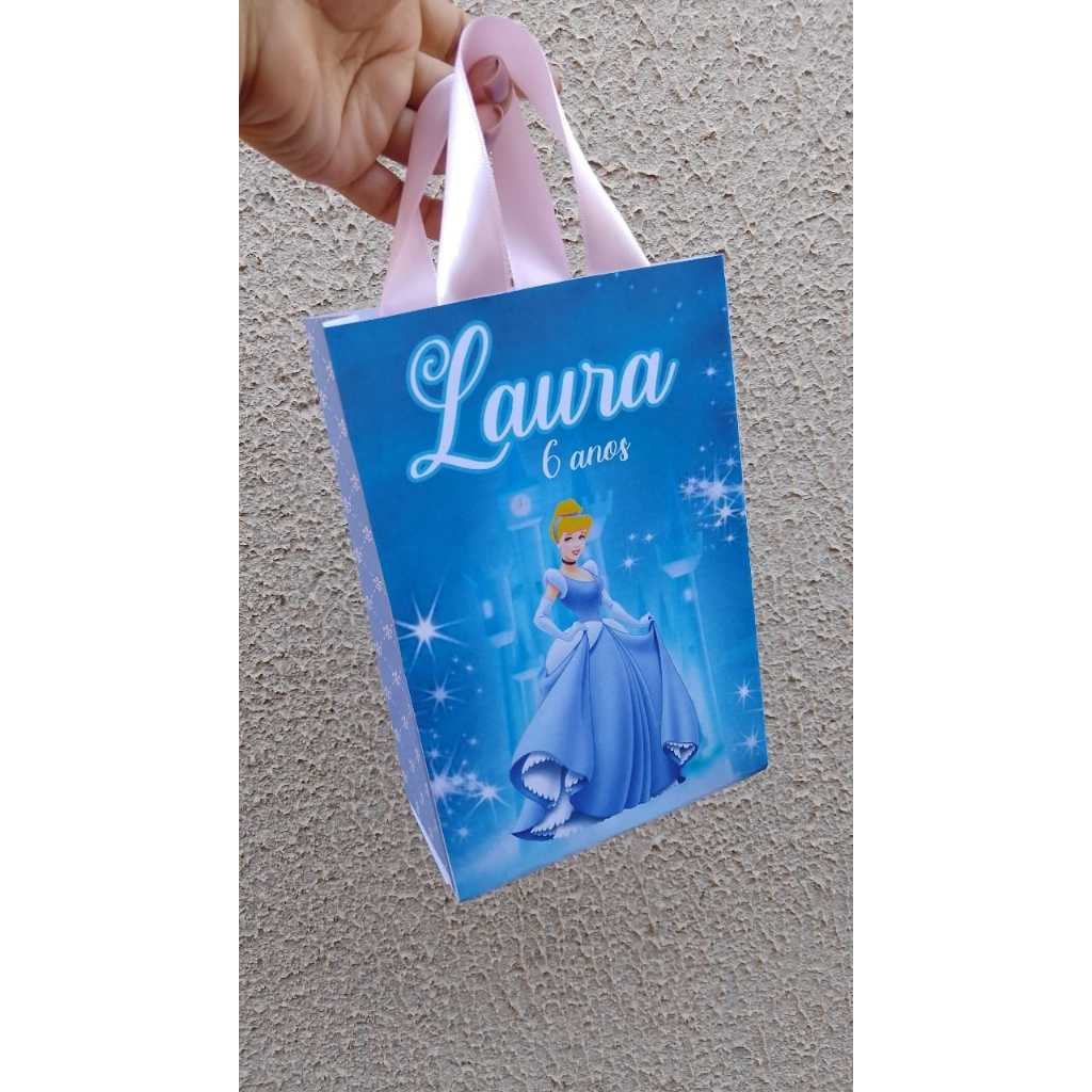 sacolinha personalizada-cinderela LEMBRNACINHA PARA FESTA ANIVERSARIO