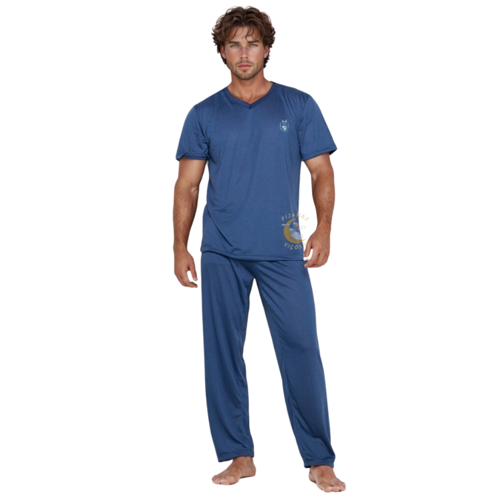 Pijama Masculino De Calça e Manga Curta Conjunto de dormir Masculino de Curto Meia Estação Inverno Pijama Avô Pai