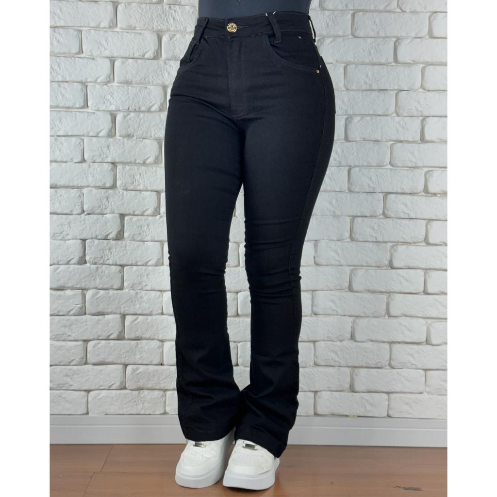 calça flare feminina de sarja lançamento cintura alta empina bumbum em Oferta na Shopee