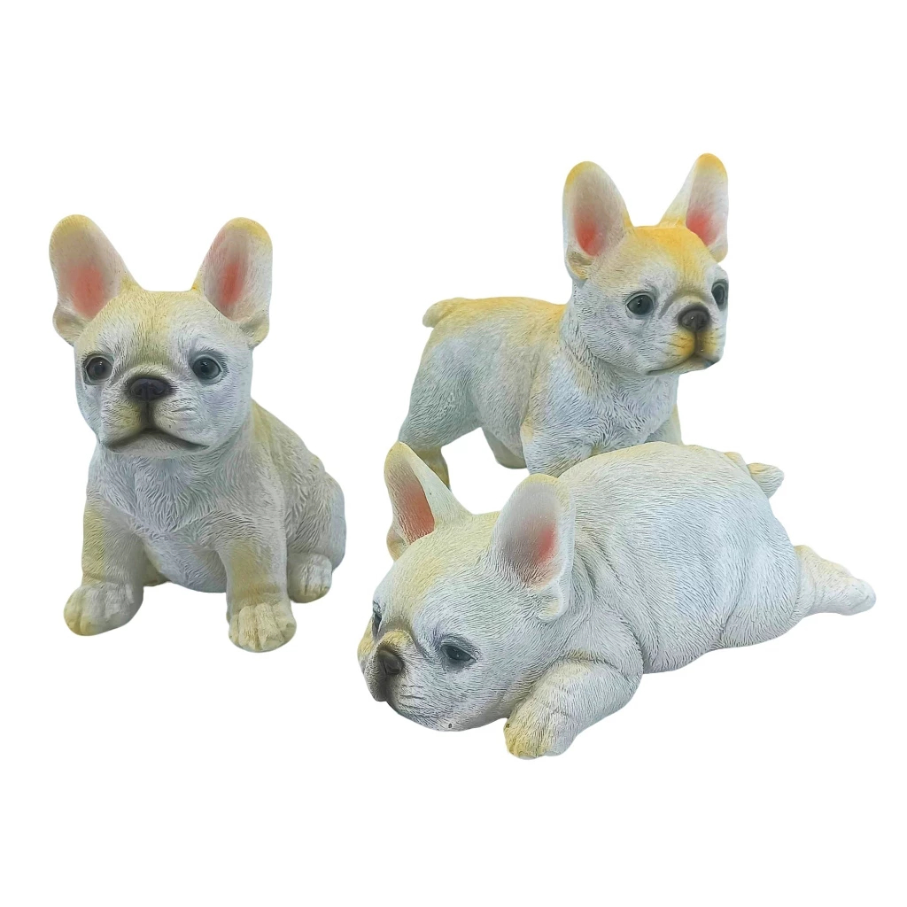 Kit Com 3 Estátuas Enfeite Decorativo em Resina Gatinhos/ Cachorrinhos/ Rottweiler/ Labrador/ Cavalier/ Pug/ Bulldog
