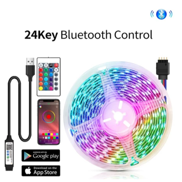 Fita LED RGB usb SMD 5050 Flexível Branca Para Decoração De ambientes bluetooth