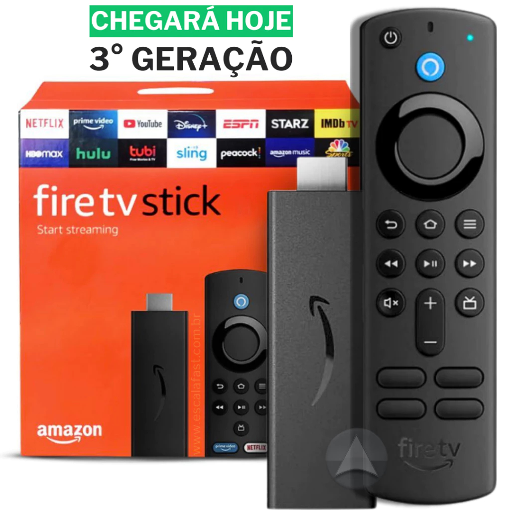 Novo Amazon Fire Stick TV Full HD 3ª Geração Alexa Comando de Voz Original