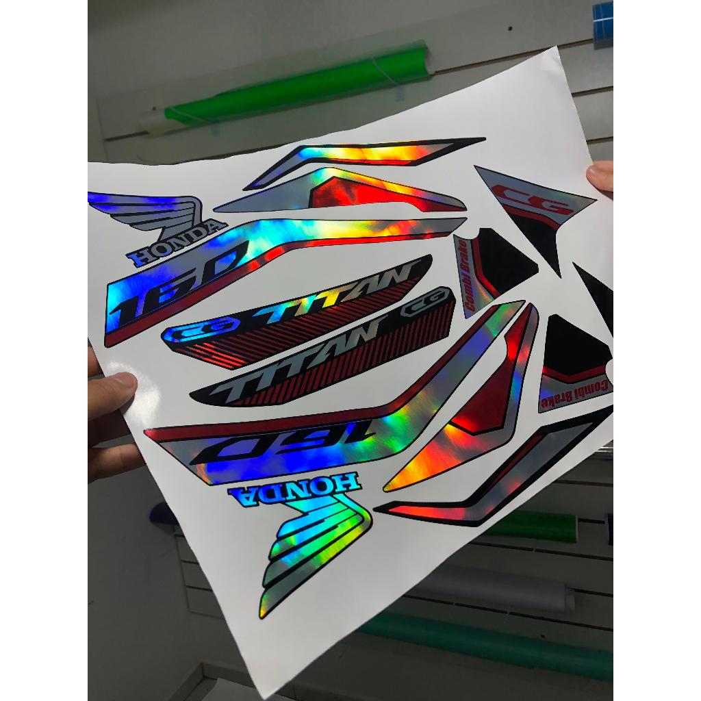 kit para moto adesivos holográfico honda cg 160 titan 2024 em Oferta na Shopee