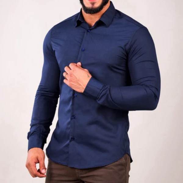 Camisa Social Slim Fit Luxo Manga Longa Masculina Passa Fácil Premium Confortável