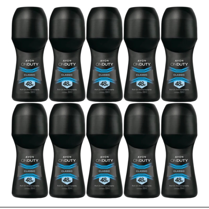 Kit com 10 Desodorantes Roll-on On Duty Classic Masculino 50ml-Avon