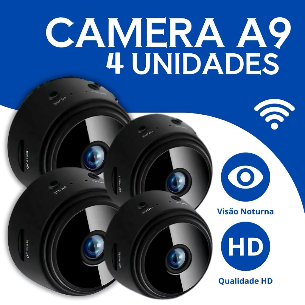 Kit 4 Novo A9 HD Mini com visão noturna Wifi Câmera 1080P Vigilância