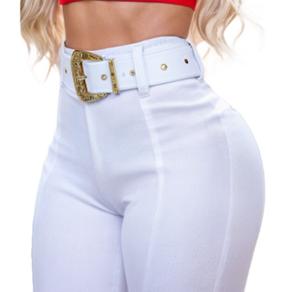 Calça Legging Feminina com Cinto Fivela Dourada Leg Cintura Alta Levanta Bumbum Zero Transparência em Oferta na Shopee