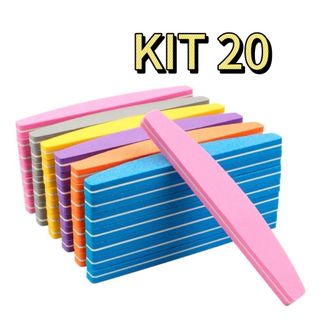 KIT 10-20 Lixas Buffer Polidora 100/180 Colorida Bumerangue Alongamento de Unha