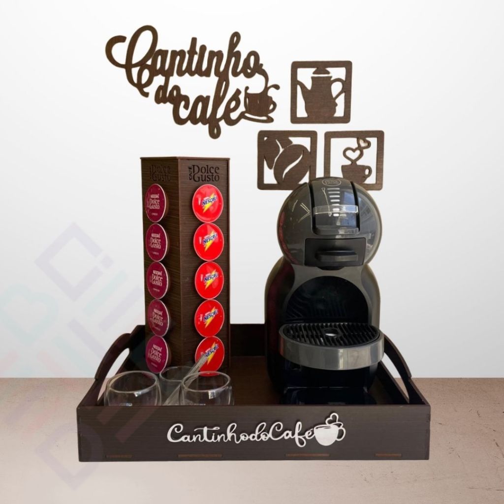Imagem Torre Suporte Porta 20 Cápsulas Café Dolce Gusto Três Corações Café Expresso Mdf chá bule cafeteira