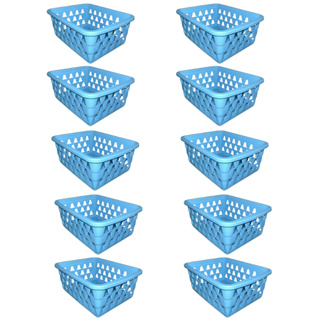 Kit 10 Cestos Multiuso Organizador Pequeno 16x12x6Cm Azul cestinha organizadora bebe em Oferta na Shopee
