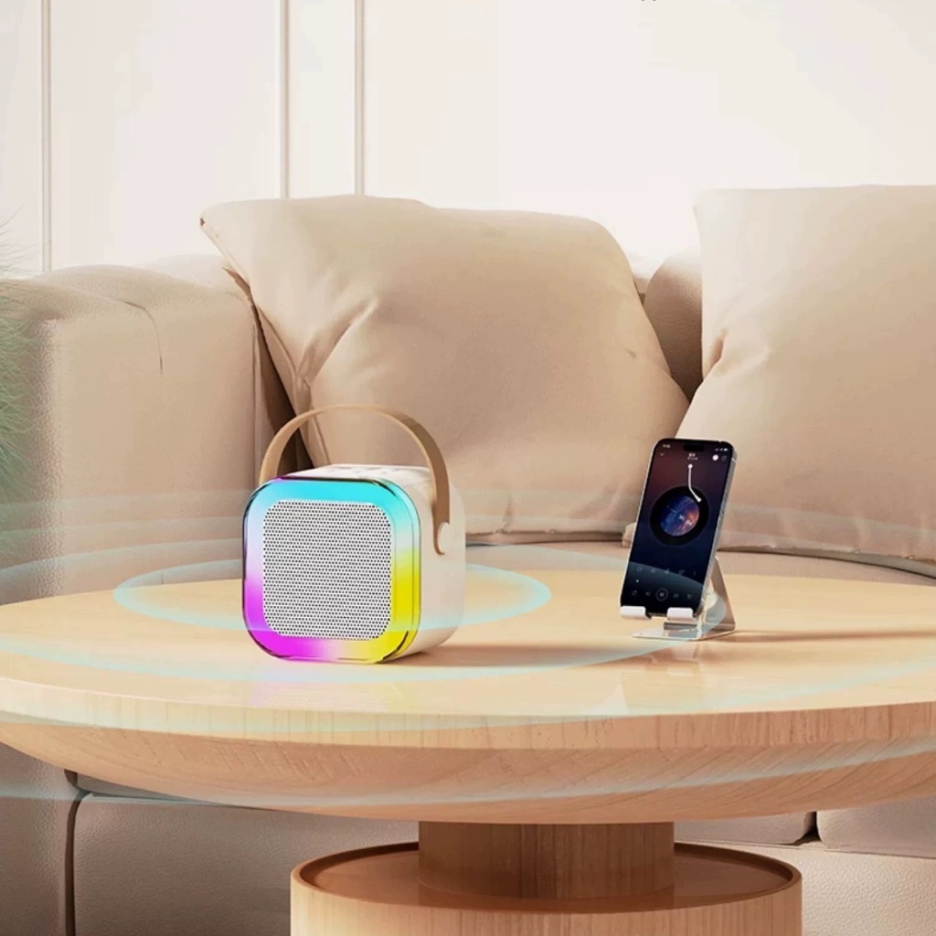 Caixa Som Bluetooth K12 RGB Karaokê Microfone Voz Portátil para Crianças Presente -P8