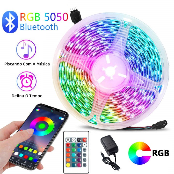 Fita LED 5050 RGB 15m/10m/5m Controlador Bluetooth do APP luz de mudança atmosfera Luzes decorativas Decoração de Natal
