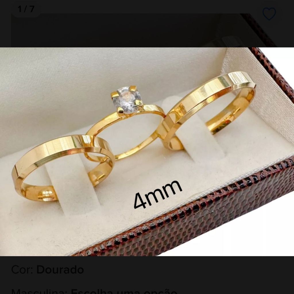 Par De Aliança+anel solitário Casamento Para Noivado Chanfrada Fina 4mm
