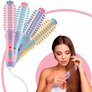 Mini Escova enrola cabelo chapinha bivolt portátil alisadora 2em1 em Oferta na Shopee