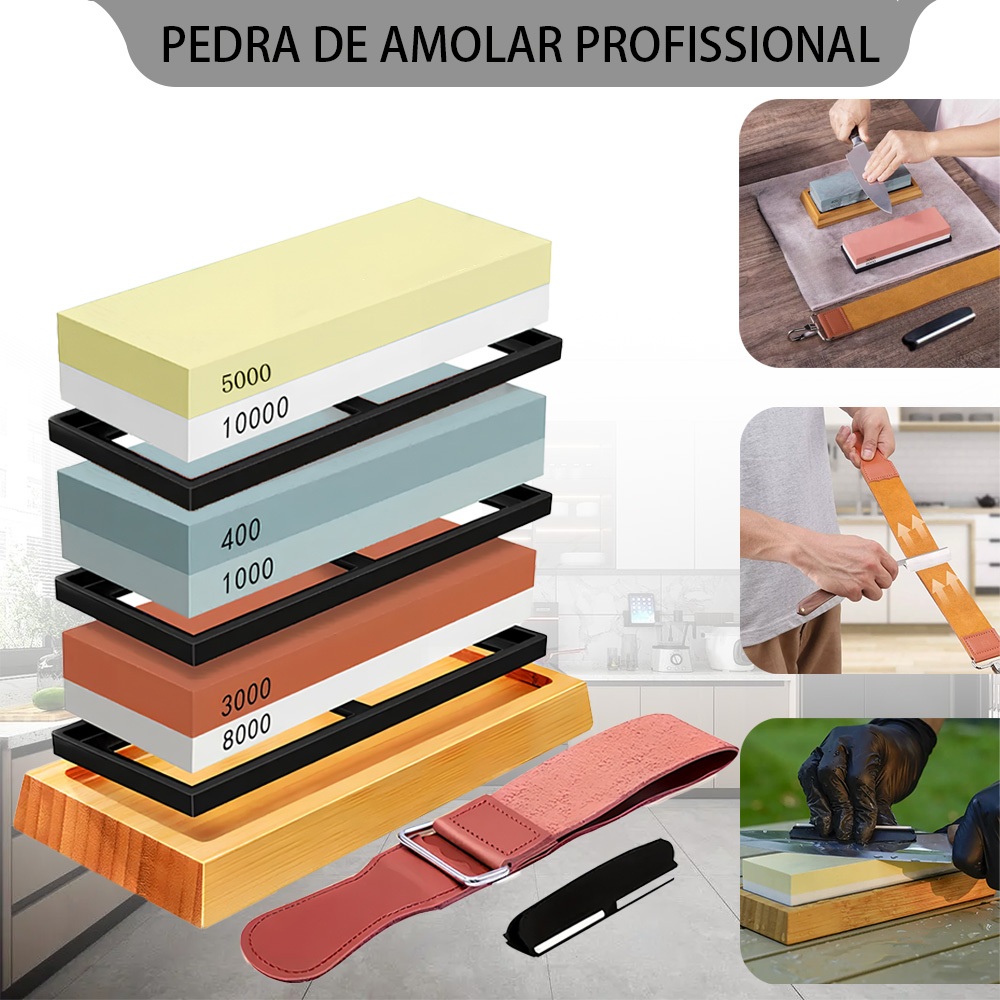 Conjunto de Pedras de Amolar de Dupla Face - Alta Eficiência para Cozinha, Atividades ao Ar Livre e Ferramentas em Oferta na Shopee