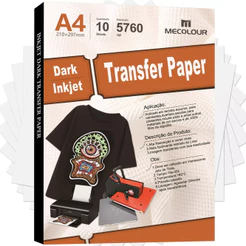 Papel Transfer Dark Inkjet A4 Tecidos Escuros 10fls Mecolour